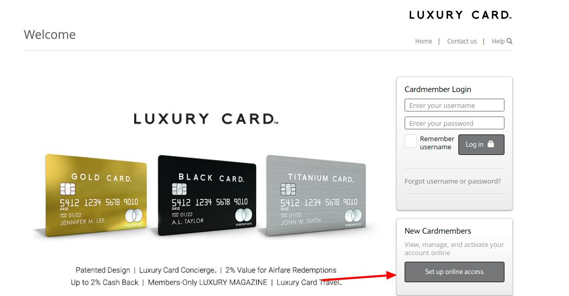 Luxury Credit Card Set Up Online
