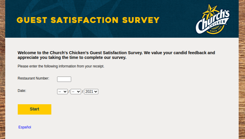 Churchs Chicken Guest Survey