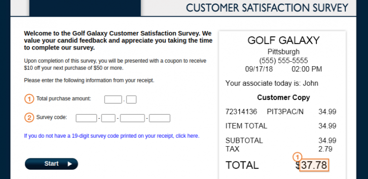Golf Galaxy Customer Survey