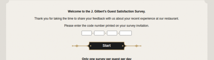 J Gilberts Guest Survey