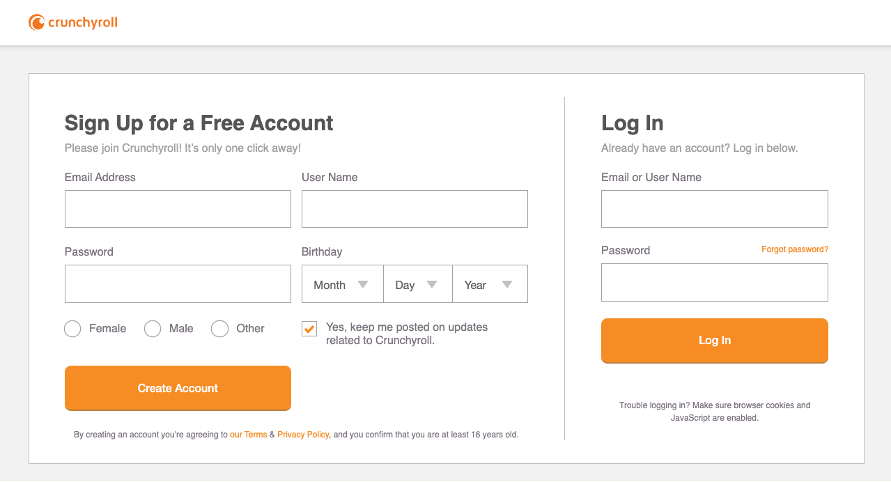 crunchyroll login