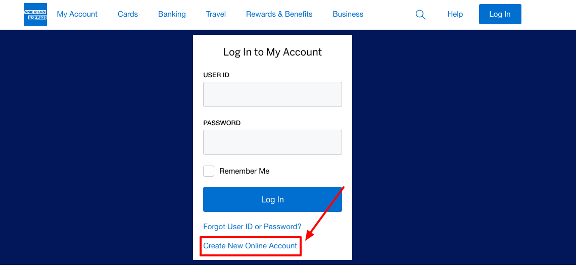 amex personal loan create account
