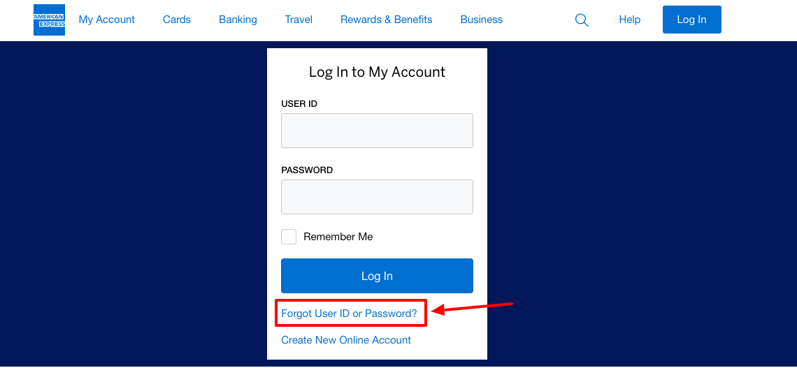 amex personal loan forgot password