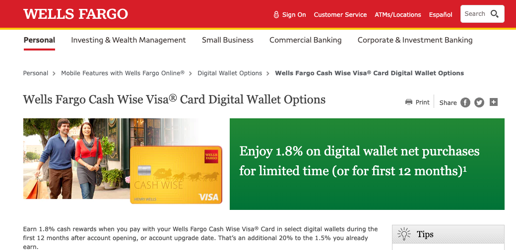 Cash Wise Visa Card Wells Fargo 